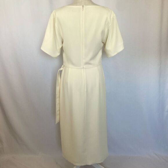 NWT Polo Ralph Lauren Midi Dress Cream White Faux Wrap Women 4 Classy Designer - Picture 5 of 17